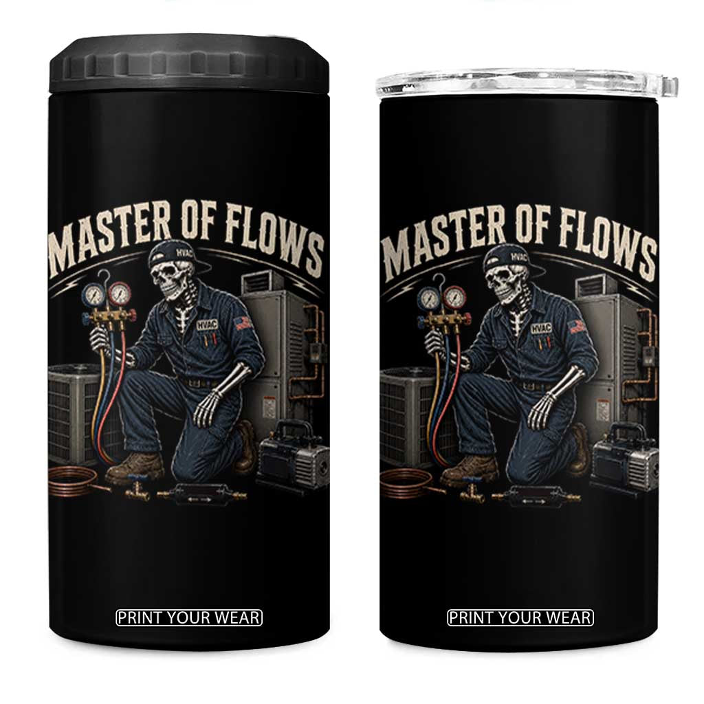 HVAC Tech Skeleton Mechanic 4 in 1 Can Cooler Tumbler Master Of Flows Vintage Distressed Graphic TS10 One Size: 16 oz Black Print Your Wear