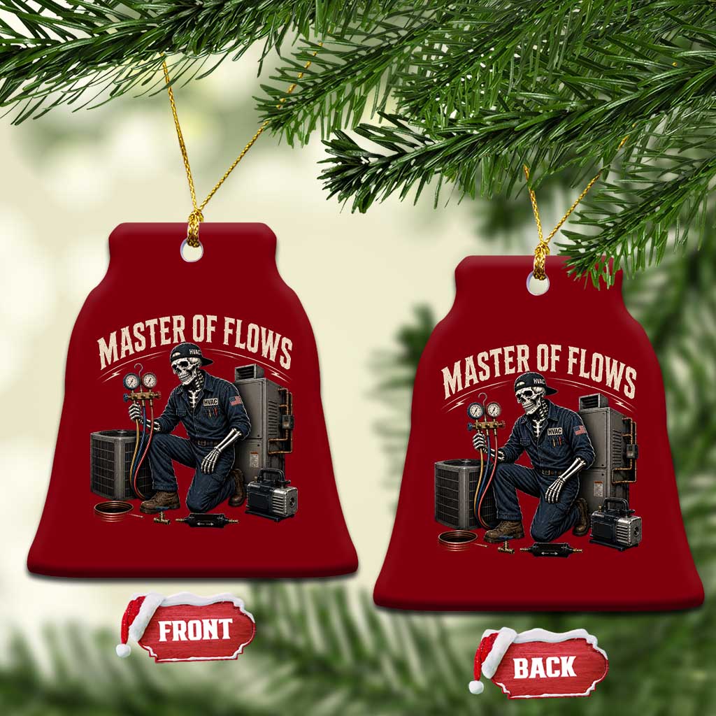 HVAC Tech Skeleton Mechanic Ceramic Ornament Master Of Flows Vintage Distressed Graphic