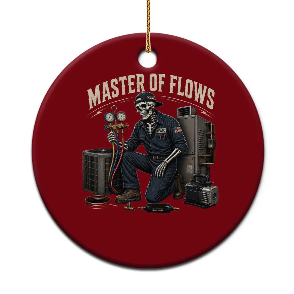 HVAC Tech Skeleton Mechanic Ceramic Ornament Master Of Flows Vintage Distressed Graphic