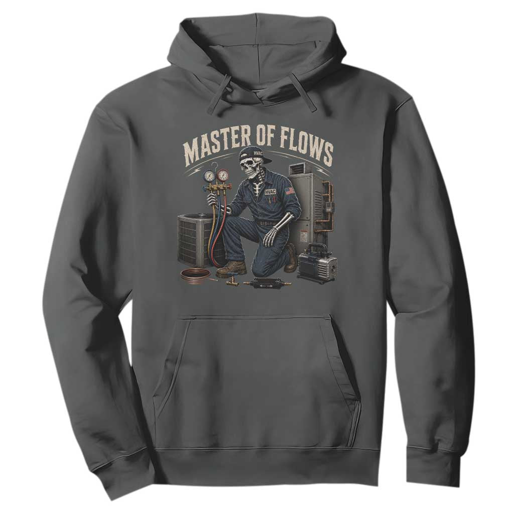 HVAC Tech Skeleton Mechanic Hoodie Master Of Flows Vintage Distressed Graphic