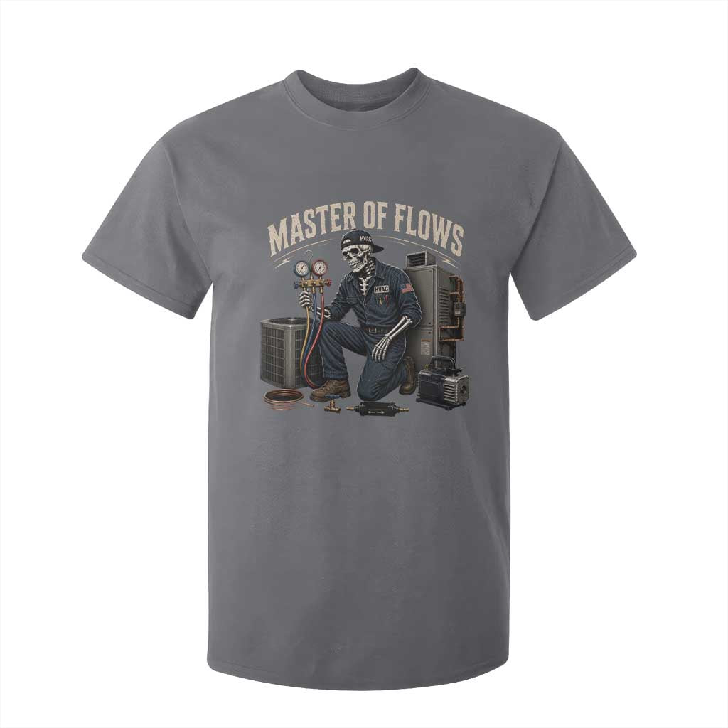HVAC Tech Skeleton Mechanic T Shirt For Kid Master Of Flows Vintage Distressed Graphic