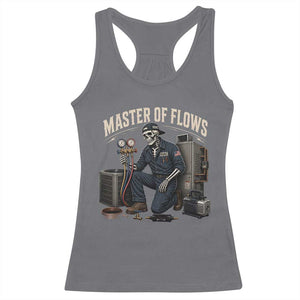 HVAC Tech Skeleton Mechanic Racerback Tank Top Master Of Flows Vintage Distressed Graphic