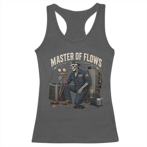 HVAC Tech Skeleton Mechanic Racerback Tank Top Master Of Flows Vintage Distressed Graphic