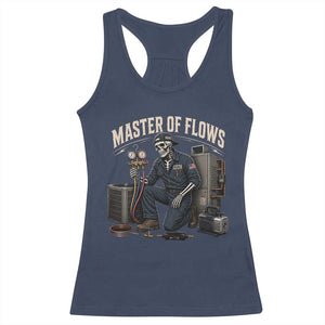 HVAC Tech Skeleton Mechanic Racerback Tank Top Master Of Flows Vintage Distressed Graphic