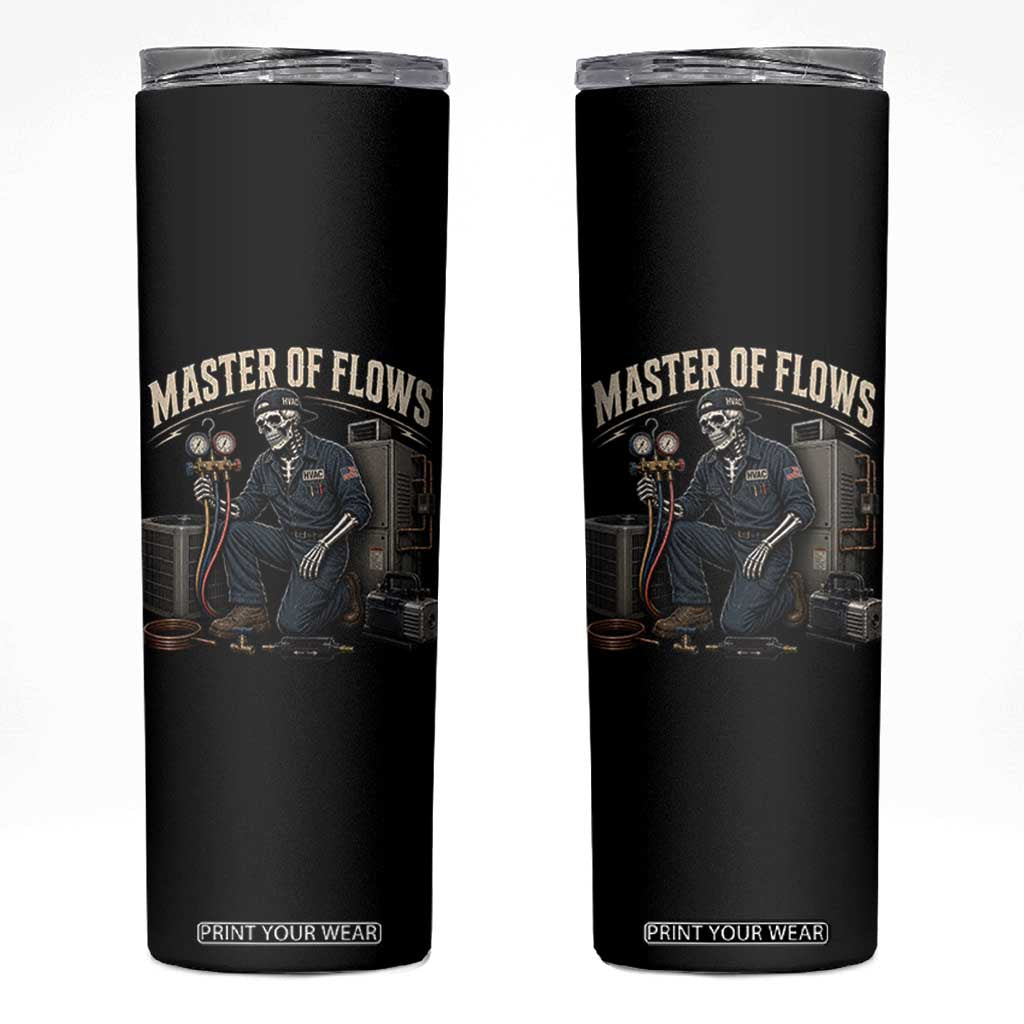 HVAC Tech Skeleton Mechanic Skinny Tumbler Master Of Flows Vintage Distressed Graphic