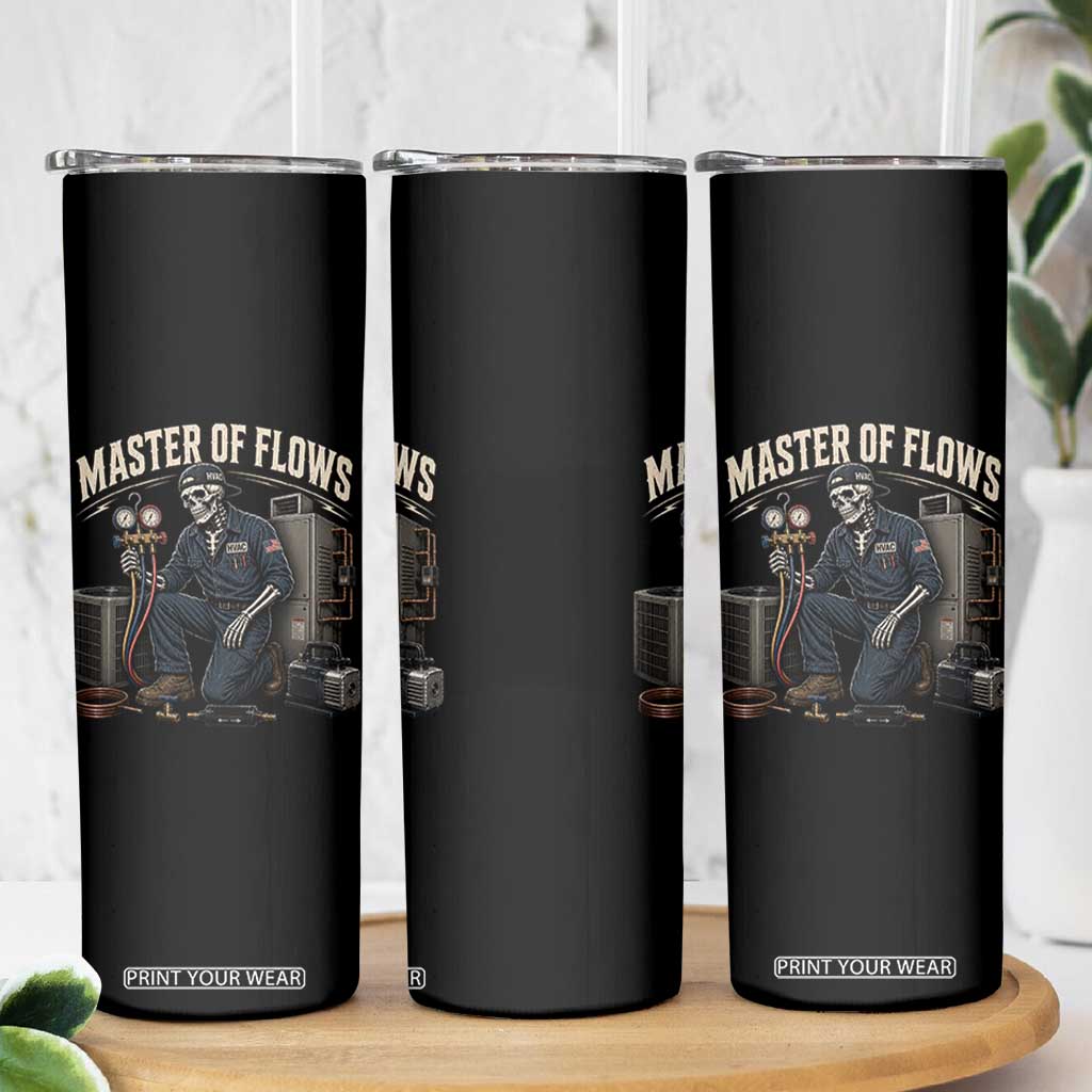 HVAC Tech Skeleton Mechanic Skinny Tumbler Master Of Flows Vintage Distressed Graphic