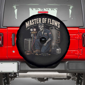 HVAC Tech Skeleton Mechanic Spare Tire Cover Master Of Flows Vintage Distressed Graphic