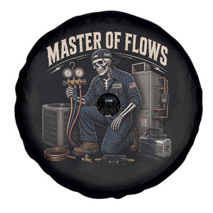 HVAC Tech Skeleton Mechanic Spare Tire Cover Master Of Flows Vintage Distressed Graphic