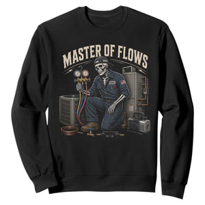 HVAC Tech Skeleton Mechanic Sweatshirt Master Of Flows Vintage Distressed Graphic