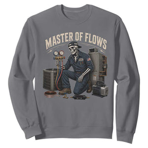 HVAC Tech Skeleton Mechanic Sweatshirt Master Of Flows Vintage Distressed Graphic