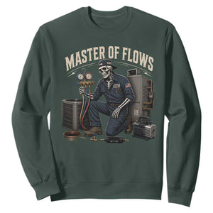 HVAC Tech Skeleton Mechanic Sweatshirt Master Of Flows Vintage Distressed Graphic