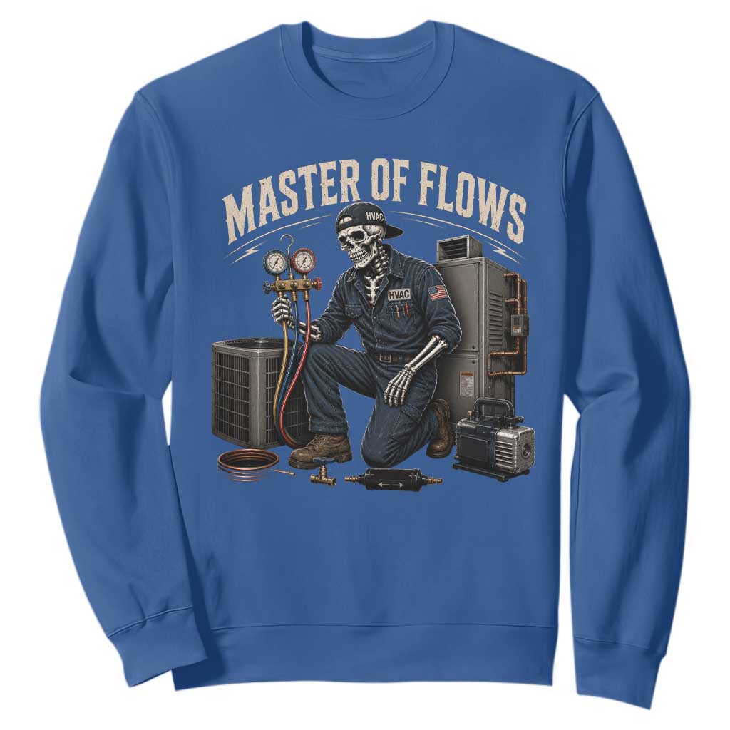 HVAC Tech Skeleton Mechanic Sweatshirt Master Of Flows Vintage Distressed Graphic