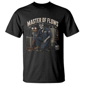 HVAC Tech Skeleton Mechanic T Shirt Master Of Flows Vintage Distressed Graphic