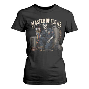HVAC Tech Skeleton Mechanic T Shirt For Women Master Of Flows Vintage Distressed Graphic
