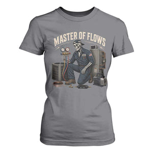 HVAC Tech Skeleton Mechanic T Shirt For Women Master Of Flows Vintage Distressed Graphic