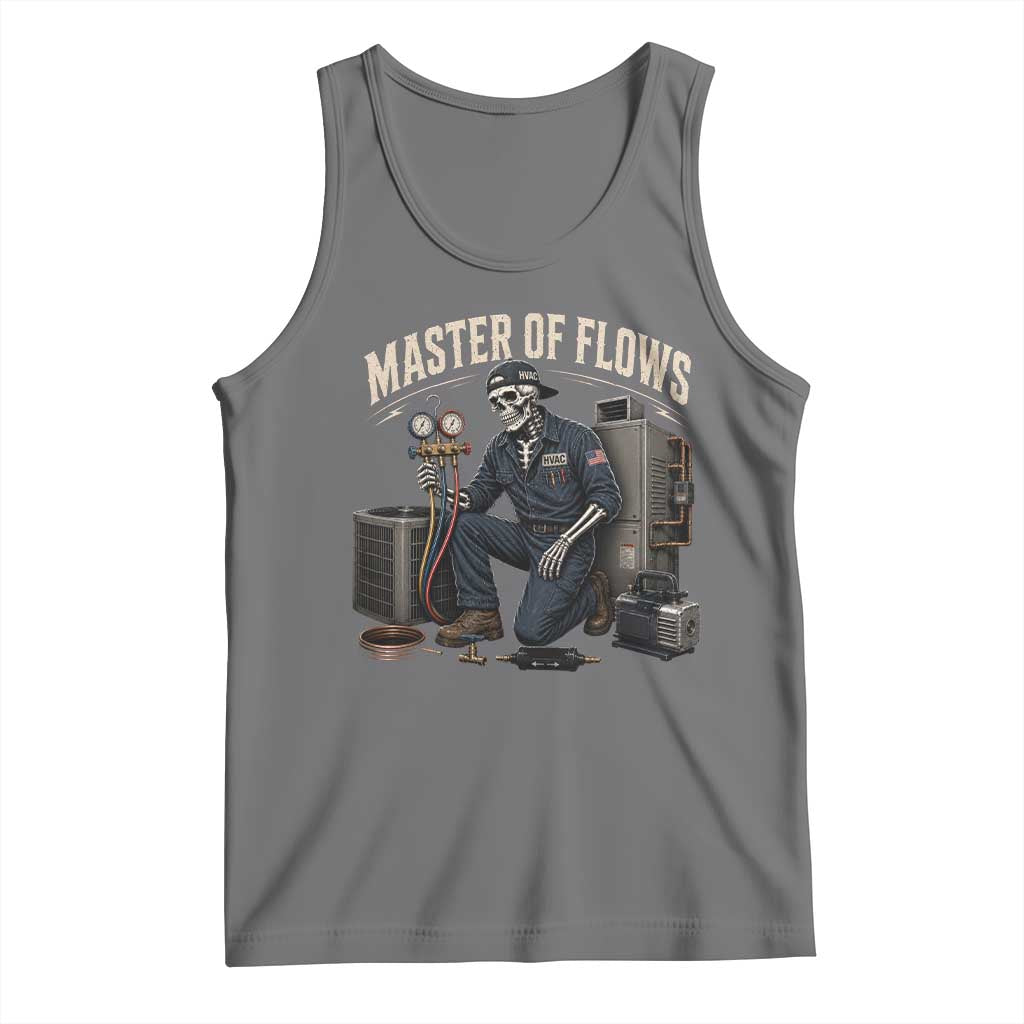 HVAC Tech Skeleton Mechanic Tank Top Master Of Flows Vintage Distressed Graphic
