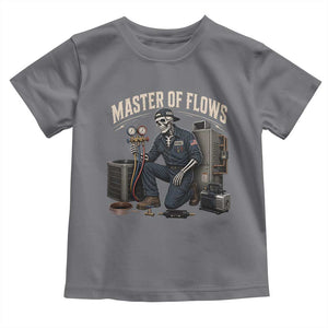 HVAC Tech Skeleton Mechanic Toddler T Shirt Master Of Flows Vintage Distressed Graphic