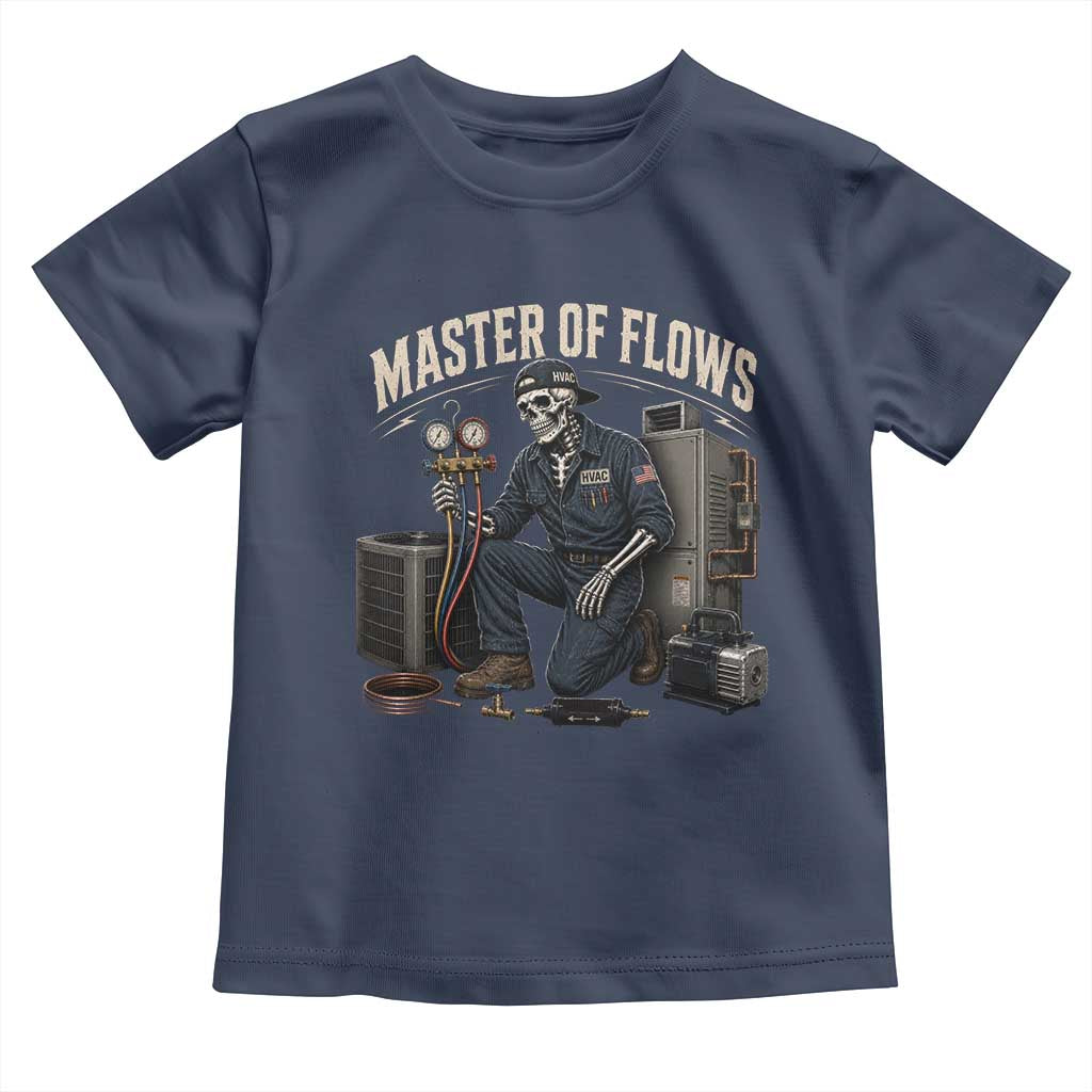 HVAC Tech Skeleton Mechanic Toddler T Shirt Master Of Flows Vintage Distressed Graphic