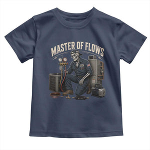 HVAC Tech Skeleton Mechanic Toddler T Shirt Master Of Flows Vintage Distressed Graphic