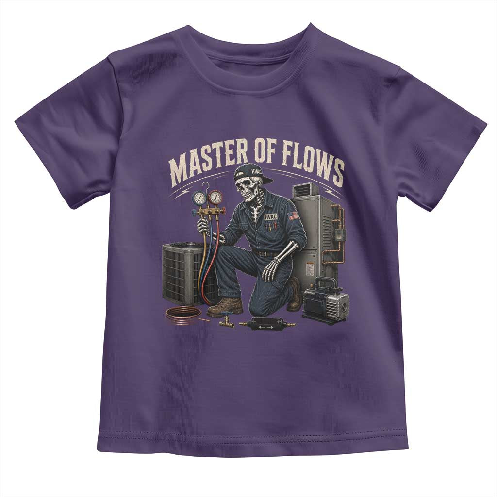 HVAC Tech Skeleton Mechanic Toddler T Shirt Master Of Flows Vintage Distressed Graphic