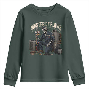 HVAC Tech Skeleton Mechanic Youth Sweatshirt Master Of Flows Vintage Distressed Graphic