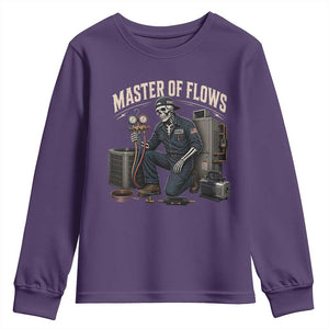 HVAC Tech Skeleton Mechanic Youth Sweatshirt Master Of Flows Vintage Distressed Graphic