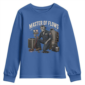 HVAC Tech Skeleton Mechanic Youth Sweatshirt Master Of Flows Vintage Distressed Graphic