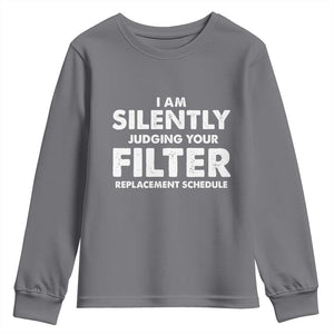 HVAC Tech Graphic Youth Sweatshirt I Am Silently Judging Your Filter Replacement Schedule