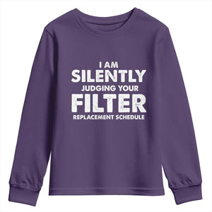 HVAC Tech Graphic Youth Sweatshirt I Am Silently Judging Your Filter Replacement Schedule