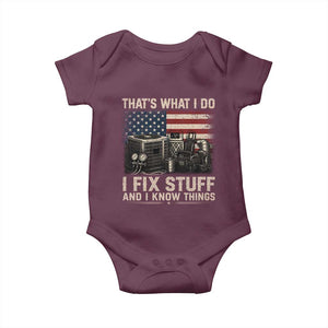 HVAC Technician American Flag Baby Onesie I Fix Stuff And I Know Things American Flag