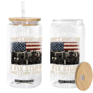 HVAC Technician American Flag Glass Can I Fix Stuff And I Know Things American Flag