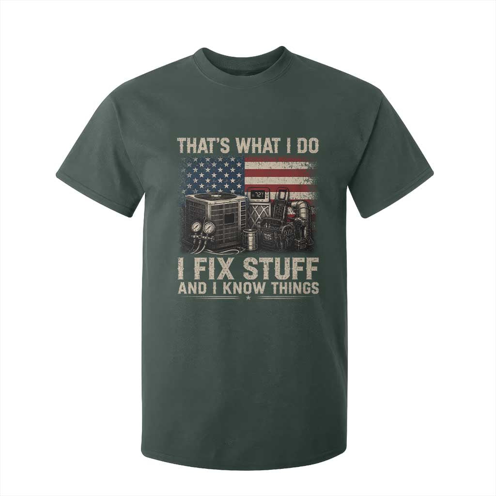 HVAC Technician American Flag T Shirt For Kid I Fix Stuff And I Know Things American Flag