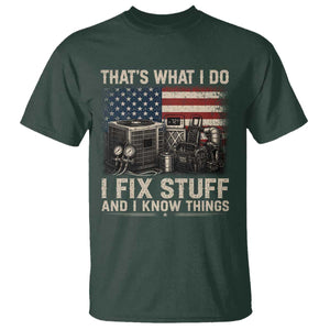 HVAC Technician American Flag T Shirt I Fix Stuff And I Know Things American Flag