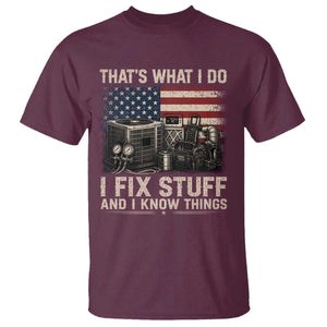 HVAC Technician American Flag T Shirt I Fix Stuff And I Know Things American Flag