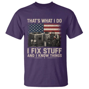 HVAC Technician American Flag T Shirt I Fix Stuff And I Know Things American Flag