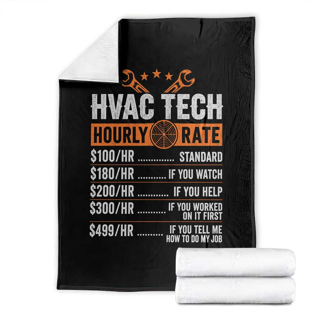 HVAC Tech Hourly Rate Throw Blanket Funny Labor Pricing List Technician Quote Graphic