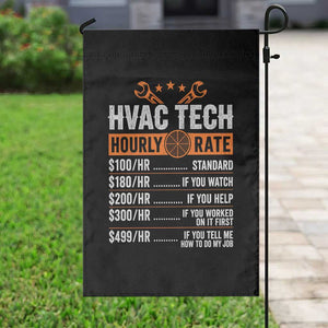 HVAC Tech Hourly Rate Garden Flag Funny Labor Pricing List Technician Quote Graphic