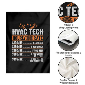 HVAC Tech Hourly Rate Garden Flag Funny Labor Pricing List Technician Quote Graphic