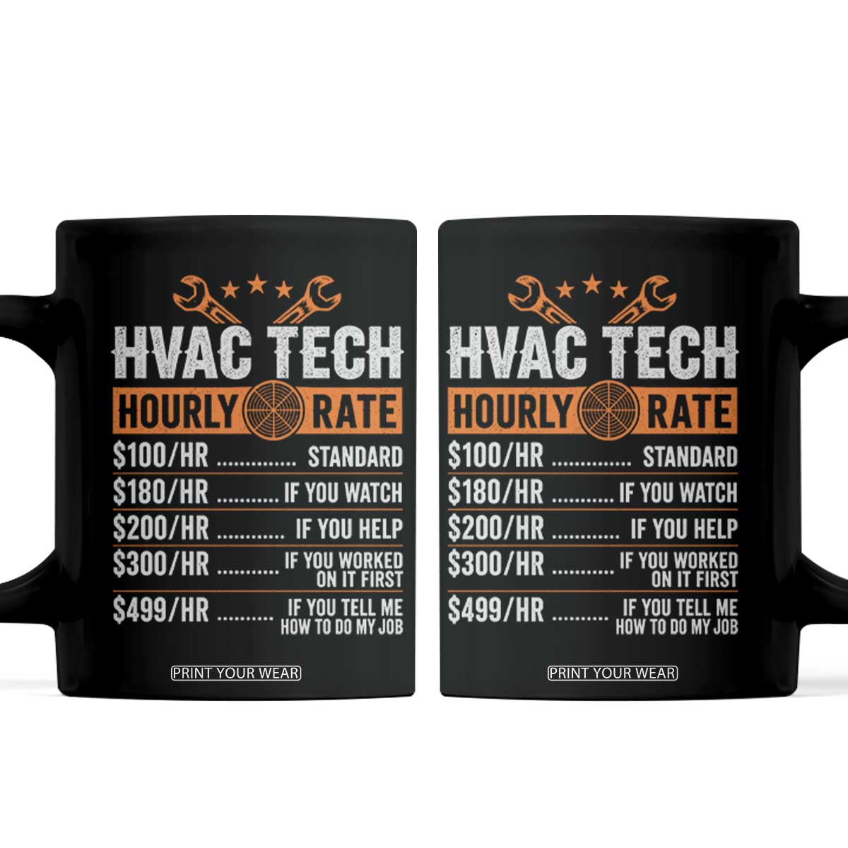 HVAC Tech Hourly Rate Coffee Mug Funny Labor Pricing List Technician Quote Graphic