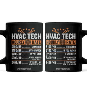 HVAC Tech Hourly Rate Coffee Mug Funny Labor Pricing List Technician Quote Graphic