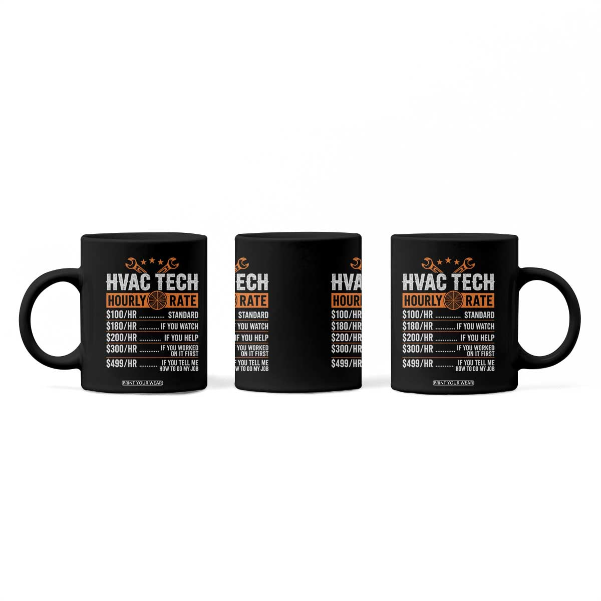 HVAC Tech Hourly Rate Coffee Mug Funny Labor Pricing List Technician Quote Graphic