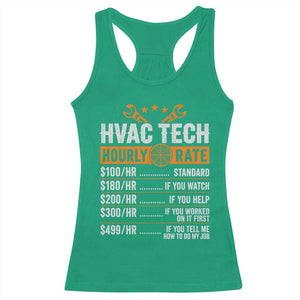 HVAC Tech Hourly Rate Racerback Tank Top Funny Labor Pricing List Technician Quote Graphic