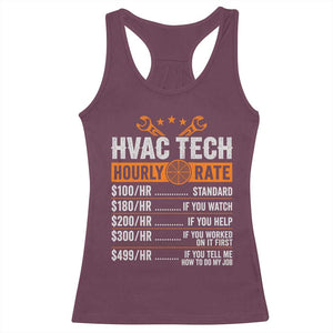 HVAC Tech Hourly Rate Racerback Tank Top Funny Labor Pricing List Technician Quote Graphic