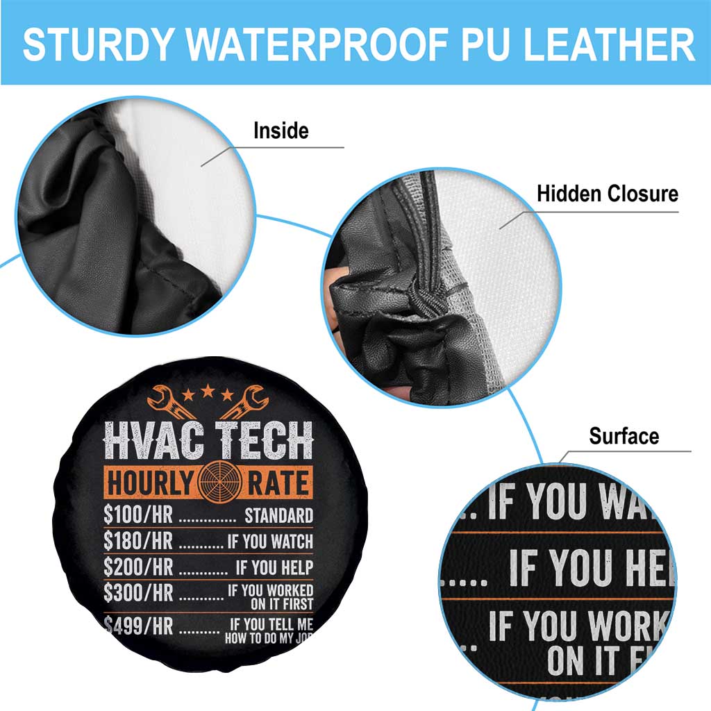 HVAC Tech Hourly Rate Spare Tire Cover Funny Labor Pricing List Technician Quote Graphic