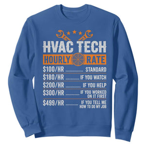 HVAC Tech Hourly Rate Sweatshirt Funny Labor Pricing List Technician Quote Graphic