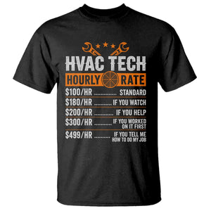 HVAC Tech Hourly Rate T Shirt Funny Labor Pricing List Technician Quote Graphic