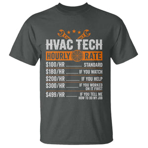 HVAC Tech Hourly Rate T Shirt Funny Labor Pricing List Technician Quote Graphic