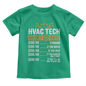HVAC Tech Hourly Rate Toddler T Shirt Funny Labor Pricing List Technician Quote Graphic