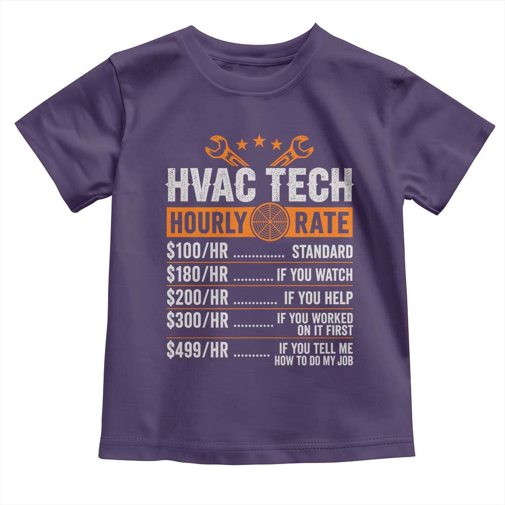 HVAC Tech Hourly Rate Toddler T Shirt Funny Labor Pricing List Technician Quote Graphic