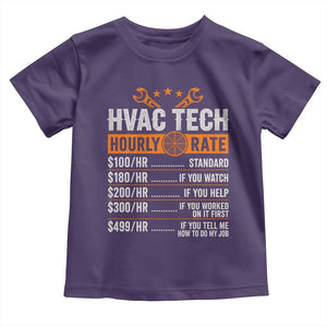 HVAC Tech Hourly Rate Toddler T Shirt Funny Labor Pricing List Technician Quote Graphic